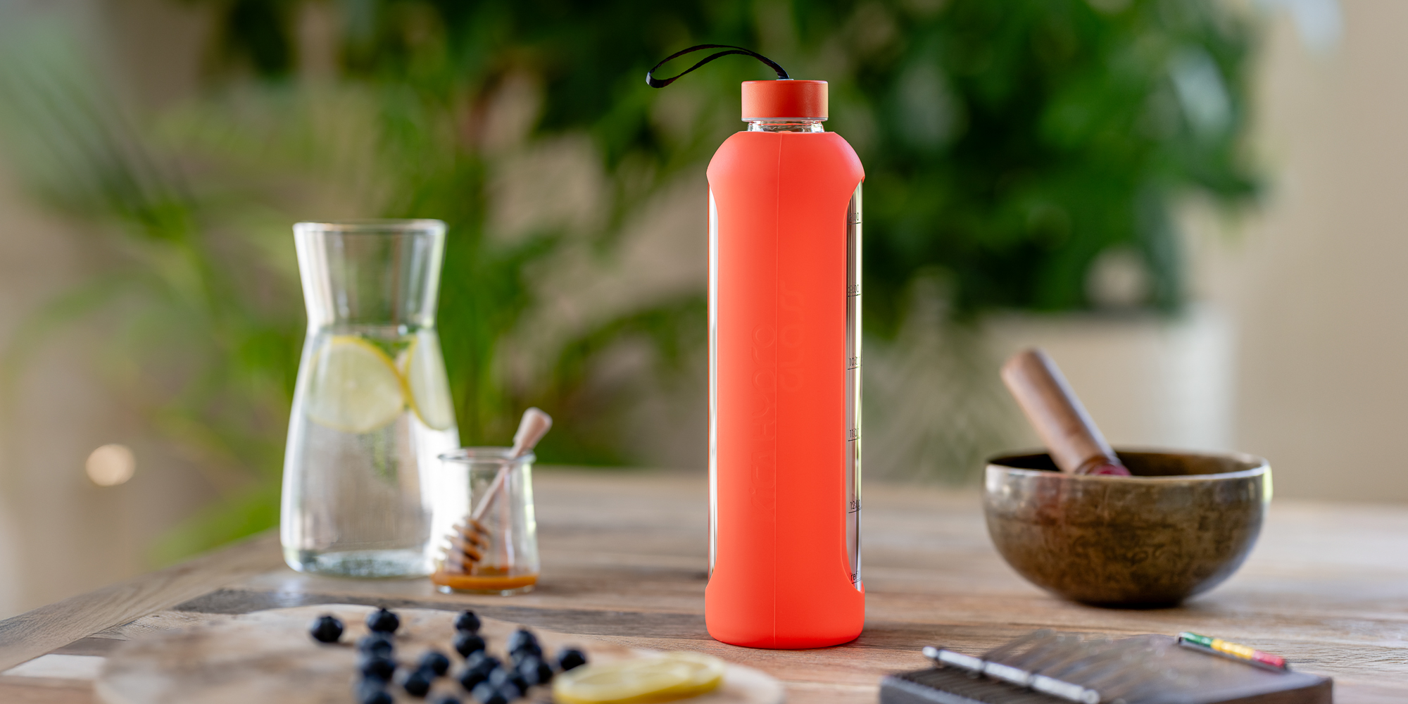 Butelka szklana KiCA Hydro Glass 1000 ml - pomarańczowa
